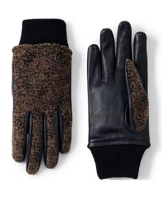 Женские кожаные перчатки EZ с подкладкой для сенсорного экрана Lands&apos; End