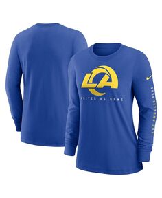 Женская футболка с длинным рукавом Royal Los Angeles Rams Prime с разрезом Nike