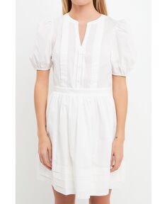 Женское платье-комбинезон из поплина с расклешенной юбкой English Factory, белый
