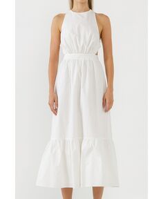 Женское платье без рукавов с эластичными деталями English Factory, белый
