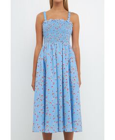 Женское присборенное платье с цветочным принтом English Factory