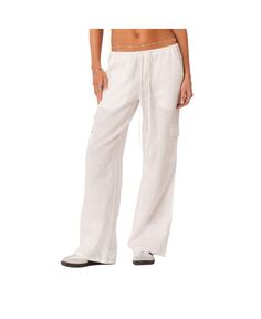 Женские льняные брюки-карго с низкой посадкой Edikted, белый