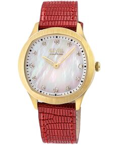 Женские швейцарские кварцевые красные кожаные часы Morcote 36 мм Gevril, золотой