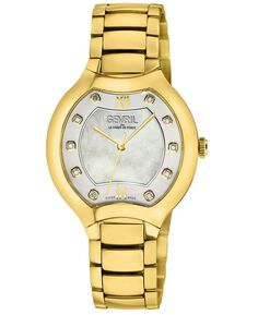 Женские часы Lugano швейцарские кварцевые золотистые из нержавеющей стали 35 мм Gevril, золотой