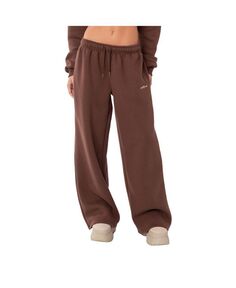 Женские спортивные штаны с низкой посадкой и широкими штанинами с графическим рисунком Edikted, коричневый