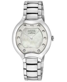 Женские часы Lugano швейцарские кварцевые серебристые из нержавеющей стали 35 мм Gevril, серебро
