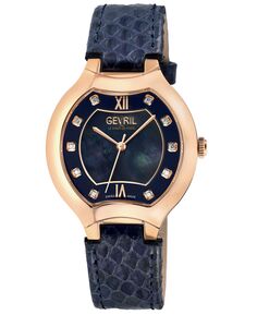 Женские часы Lugano швейцарские кварцевые синие кожаные 35 мм Gevril