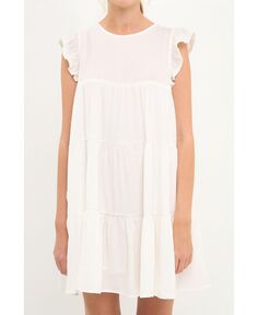 Женское многоуровневое платье с рюшами English Factory, белый