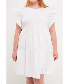 Женское мини-платье Babydoll больших размеров с рюшами English Factory, белый