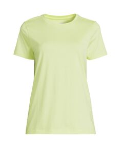 Женская непринужденная хлопковая футболка Supima с короткими рукавами и круглым вырезом Lands&apos; End
