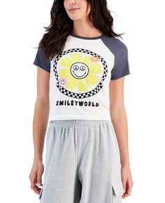 Хлопковая бейсбольная футболка с графическим принтом для юниоров SmileyWorld