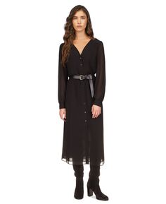Женское платье миди на пуговицах с поясом Kate, стандартные и миниатюрные размеры Michael Kors, черный