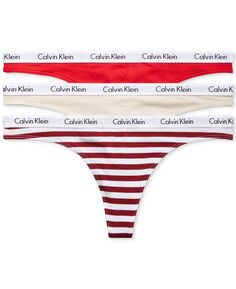 Комплект хлопкового нижнего белья Carousel из 3 стрингов QD3587 Calvin Klein