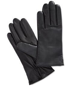 Кожаные технические перчатки с кашемировой подкладкой Charter Club, черный