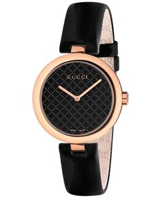 Женские швейцарские часы Diamantissima с черным кожаным ремешком, 32 мм YA141401 Gucci, черный