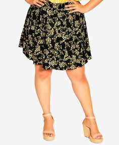 Модная юбка больших размеров с цветочным принтом Sorrento City Chic