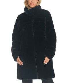 Пальто из искусственного меха Petite с воротником-стойкой Jones New York, черный