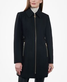 Женское пальто для миниатюрных размеров с длинными рукавами и молнией спереди Michael Kors, черный