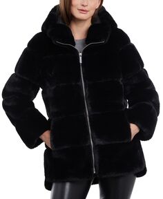 Пальто из искусственного меха Petite с капюшоном Michael Kors, черный