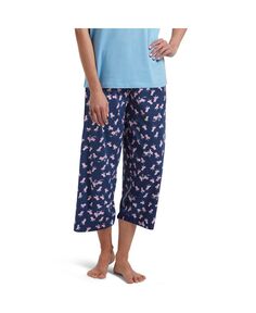 Женские трикотажные пижамные брюки-капри больших размеров с принтом Sleepwell, изготовленные с использованием технологии регулирования температуры Hue