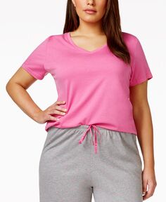 Женская футболка больших размеров Sleepwell Solid S/S с v-образным вырезом и технологией регулирования температуры Hue, розовый