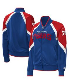 Женская спортивная куртка с молнией во всю длину реглан Royal Philadelphia 76ers Slam Dunk Starter