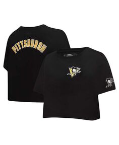 Черная женская классическая укороченная футболка свободного кроя Pittsburgh Penguins Pro Standard, черный