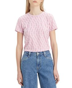 Женская хлопковая футболка с короткими рукавами и рисунком Rickie Levi&apos;s, розовый Levis