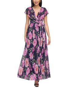Женское плиссированное платье с металлическим цветочным принтом и драпировкой на плечах Eliza J