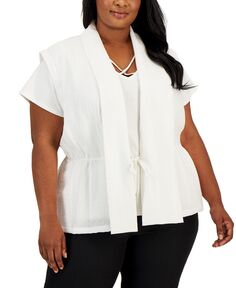 Куртка больших размеров с открытыми передними рукавами и короткими рукавами Calvin Klein, белый