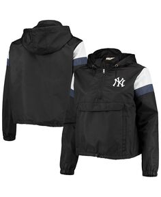Женский черный, темно-синий худи-анорак больших размеров New York Yankees с молнией четверть Profile