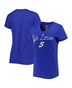 Женская футболка Royal Kyle Larson Bump &amp; Run с v-образным вырезом G-III 4Her by Carl Banks