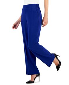 Женские брюки без застежки из эластичного крепа с высокой посадкой Kasper, синий