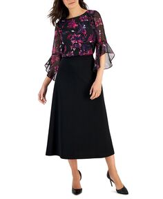 Женская эластичная юбка-миди с перекрестной штриховкой Kasper, черный
