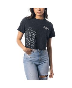 Женская черная укороченная футболка St. Louis Cardinals The Wild Collective, черный