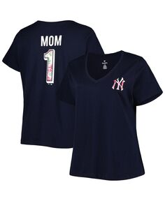 Женская темно-синяя футболка с v-образным вырезом New York Yankees Plus Size Best Mom Ever Profile, темно-синий