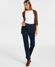 Натуральные прямые джинсы с высокой посадкой Petite Style &amp; Co