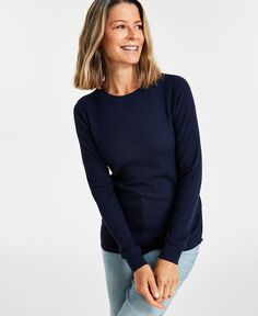 Женский пуловер с вафельной текстурой Style &amp; Co, темно-синий