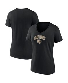 Женская черная футболка с v-образным вырезом и фирменным логотипом Wake Forest Demon Deacons Evergreen Campus Fanatics, черный