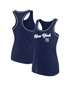 Женская темно-синяя майка с фирменным логотипом New York Yankees и логотипом Racerback Fanatics, темно-синий