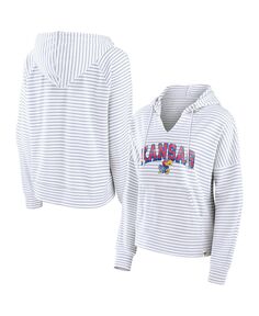 Женский фирменный белый пуловер с капюшоном в полоску Kansas Jayhawks Fanatics, белый