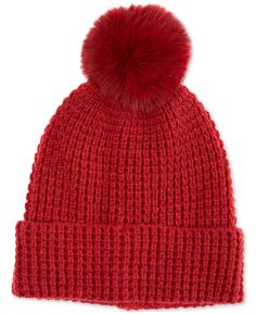 Женская шапка вафельной вязки из искусственного меха с помпонами Style &amp; Co, красный