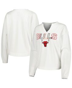 Женская белая футболка с длинным рукавом Chicago Bulls Sunray Notch Neck Concepts Sport, белый