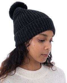 Женская блестящая шапка-бини из искусственного меха с помпоном Style &amp; Co, черный