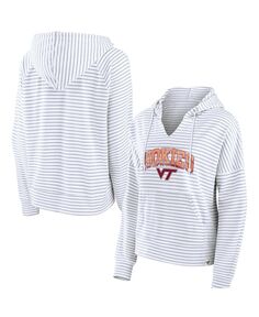 Женский пуловер с капюшоном белого цвета с надписью Virginia Tech Hokies в полоску Fanatics, белый