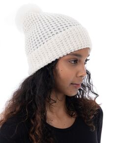 Женская блестящая шапка-бини из искусственного меха с помпоном Style &amp; Co