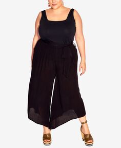 Модные праздничные солнцезащитные брюки больших размеров City Chic, черный