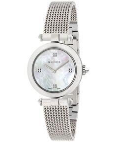 Женские швейцарские часы Diamantissima из нержавеющей стали с сетчатым браслетом 27 мм YA141504 Gucci, серебро