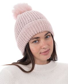 Женская блестящая шапка-бини из искусственного меха с помпоном Style &amp; Co