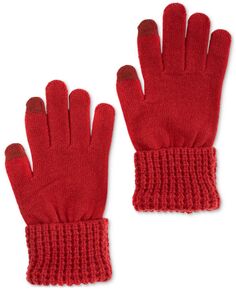 Женские однотонные перчатки вафельной вязки с манжетами Style &amp; Co, красный
